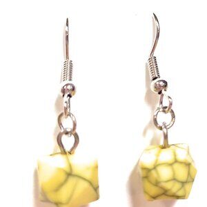 Yellow Crackle Small Cube Earrings
